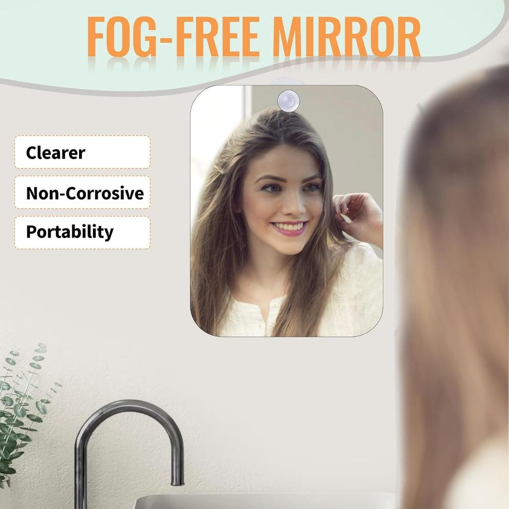 2 Pcs Shower Mirrors for Shaving Anti Fog Portable Shower Mirror with Removable Suction Cup Hook Unbreakable Acrylic Hanging Mirror for Camping