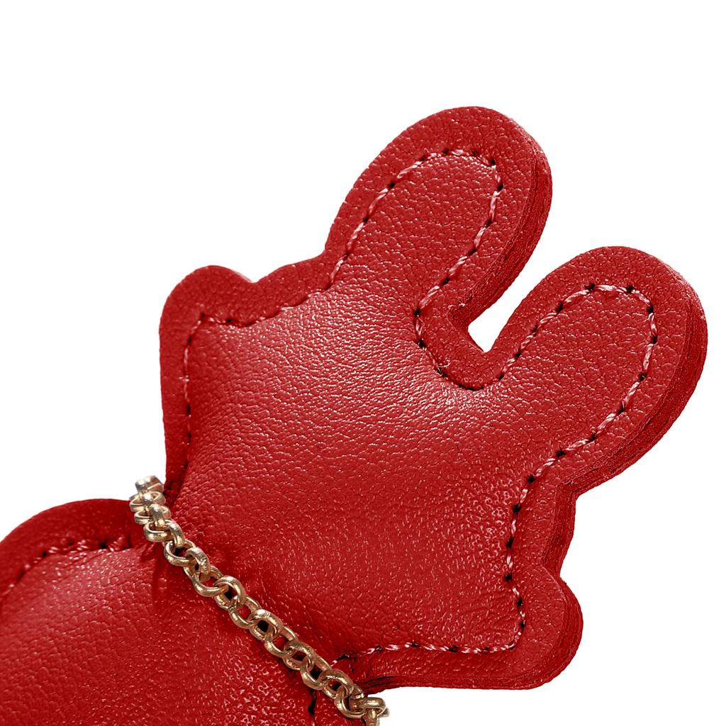 Tonecraft Rabbit Keychain Simple Orthodox Bag Charm, Popular, Stylish, Cute, Rabbit, PU Leather, Squishy, red