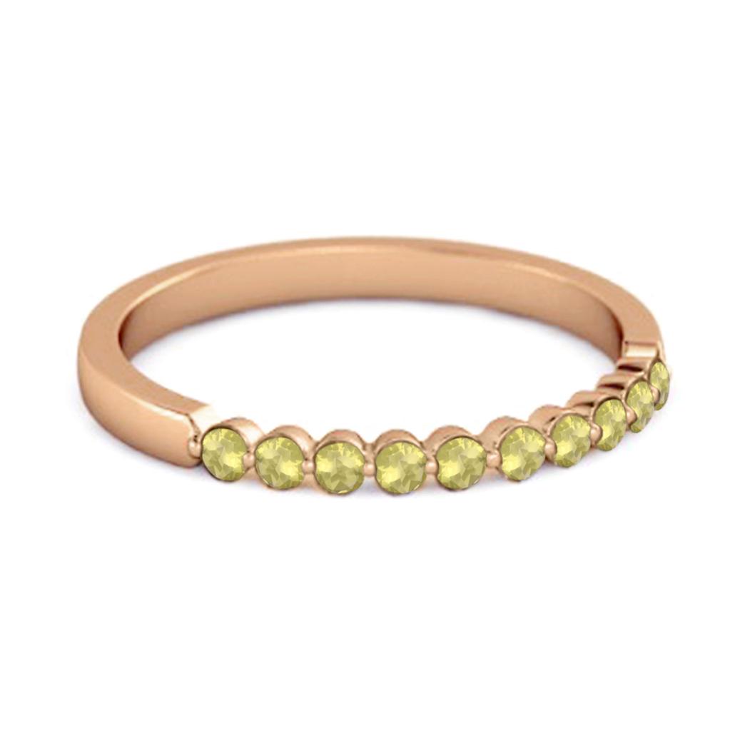 Lemon Quartz Half Eternity Design Band Ring -925 Sterling Silver Rose Gold Vermeil