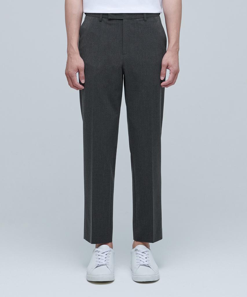 MUSINSA STANDARD Lightweight Relaxed Tapered Hidden Banding Crop Slacks [Medium Gray]