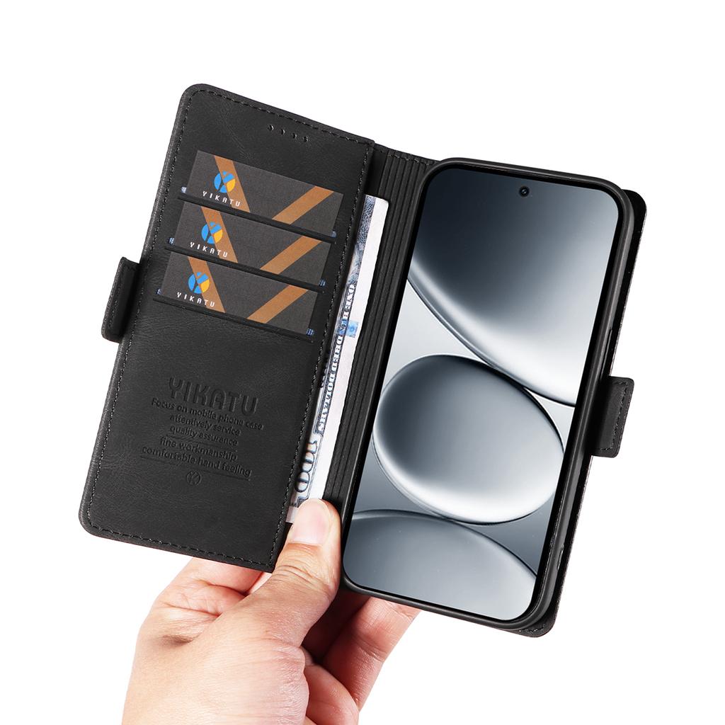 Pro Xiaomi Redmi Note 15 Pro 5G (Globální) Kožené pouzdro YIKATU YK-005 s povrchem na dotek, peněženkové pouzdro na telefon