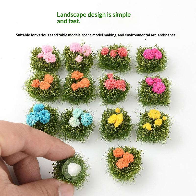 Model Mini Artificial Flower Cluster 6Pcs for Diorama Sand Table Railroad Scenery Layout Realistic Plant Decor Set