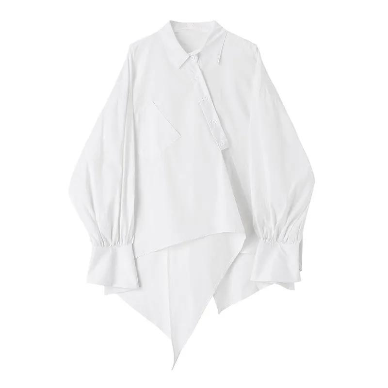 Women Shirt Korean Fashion Loose Thin Vintage Blouses Solid Lapel Long Sleeve Simple Shirt Couple Clothes Tops