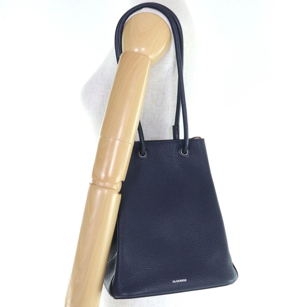 Ausgezeichnete JIL SANDER Handtasche J-SHOPPER Dunkelblaues Leder Damen Gebraucht