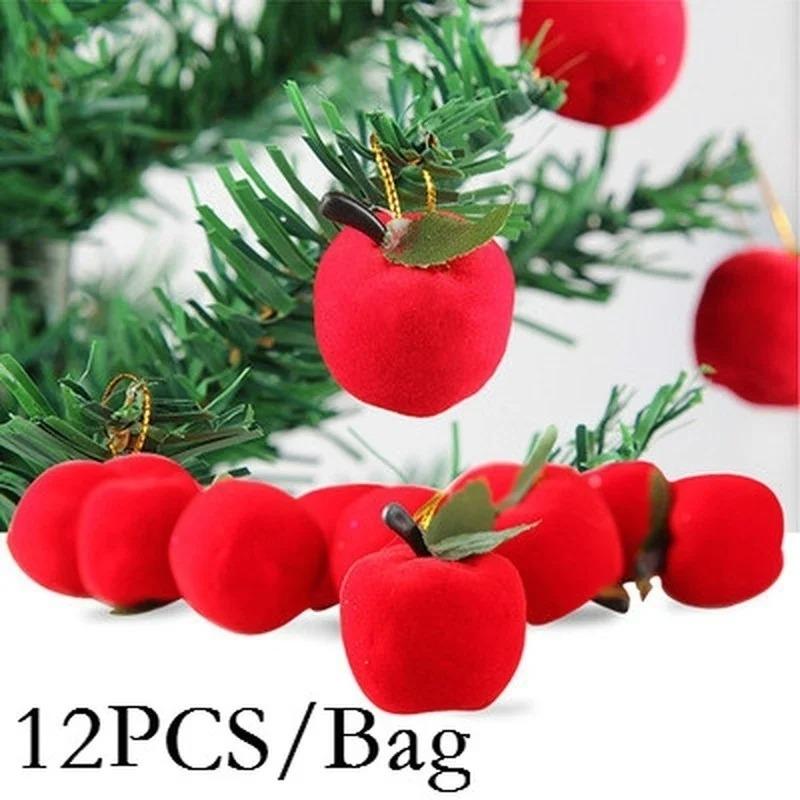 12pcs/bag Christmas Decoration Gifts Red Apple Pendants Home Festive Christmas Tree Decorations Decorations Christmas Supplies