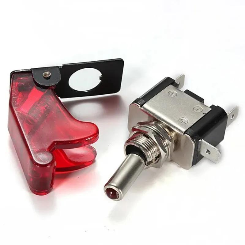 12V 20A ATV Motorcycle Car Modification Switch 3Color LED Toggle Switch Control ON/OFF+Aircraft Missile Style Flip Up Cover