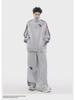 Men's Autumn American Retro Sports Suit: High-Street Stand-Up Collar Sweater and Trousers Two-Piece Set
