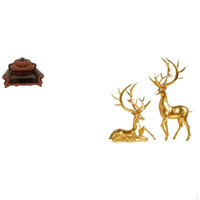 Miniature Sofa Chair And Deer Figurines DIY Accessory Set for Micro Landscape Room Decorations Resin