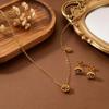 European & American Titanium Steel 3D Rose Necklace & Earrings Set 
