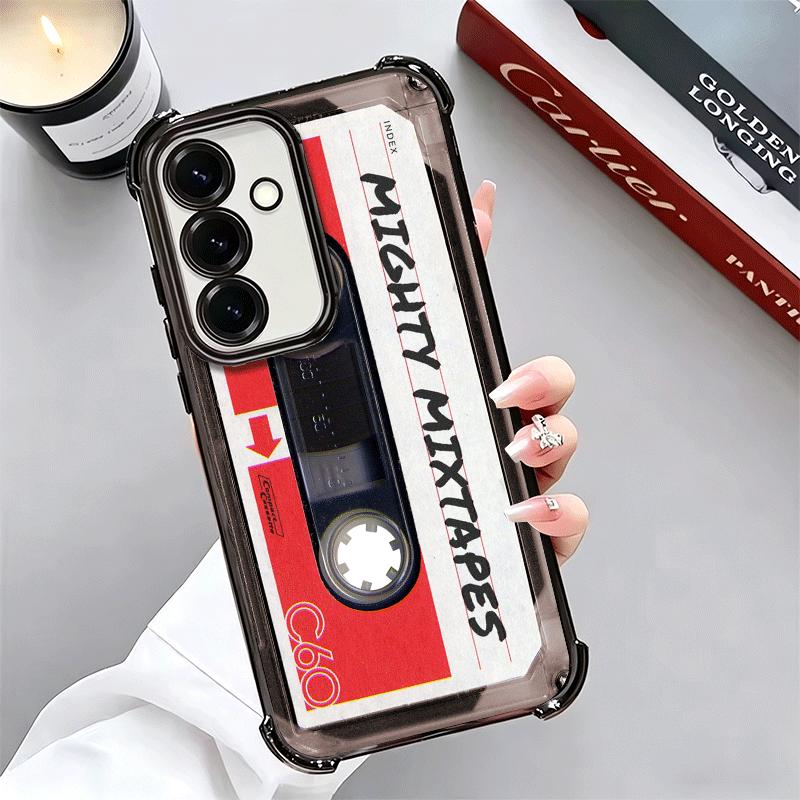 Vintage 90S Cassette Tape Pattern Plating Phone Case For Samsung A17 A07 A37 A57 A16 A56 A15 A55 A14 A54 A13 A53 A26 A36 A25 A35