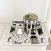 Creative Creative Black And White Architectural Art Ceramic Jar Candle Bottle Home Decor Jewelry Cosmetics Storage Jar Best Gift