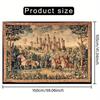 2D Medieval Castle Tapestry Wall Decor with Knights and Scenic Border