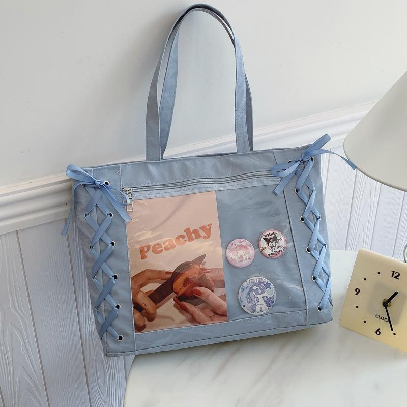 Large Capacity Tote Bag Female Sweet Girl Two-dimensional Transparent 2025 Spring and Summer Small Fresh Shoulder Armpit Bag