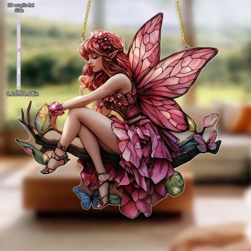 Pendant Pink Butterfly Fairy Car Decoration Ladies Bag Pendant Spring Home Decoration Gift, Perfect for Home, Kitchen, Bedroom, Garden, Bathroom