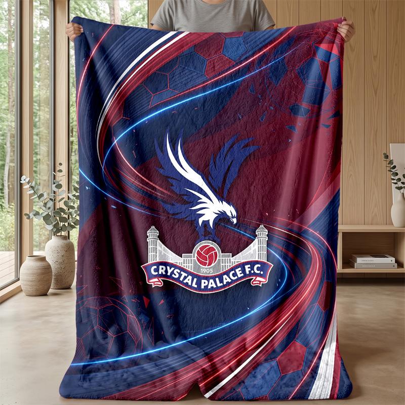 Couverture Flottante en Flanelle Imprimée Football Crystal Palace, Couverture Jetée Douce Chaude Légère pour Canapé Lit Camping