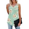 Fashion Womens Summer V-neck Sleeveless Prints Tops Ruffle Loose Tunic Blouse