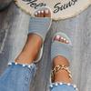 Flat Bottom Slippers Women Summer Round Head Mesh One Word Outer Wear Breathable Casual Sandal Slippers