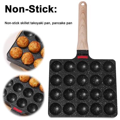 Antihaftbeschichtete Takoyaki-Pfanne mit 20 Fächern, ideal zum Kochen zu Hause, Backen von Oktopusbällchen und Pfannkuchen