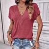 Dámský letní top jednobarevný s výstřihem do V a netopýřími rukávy