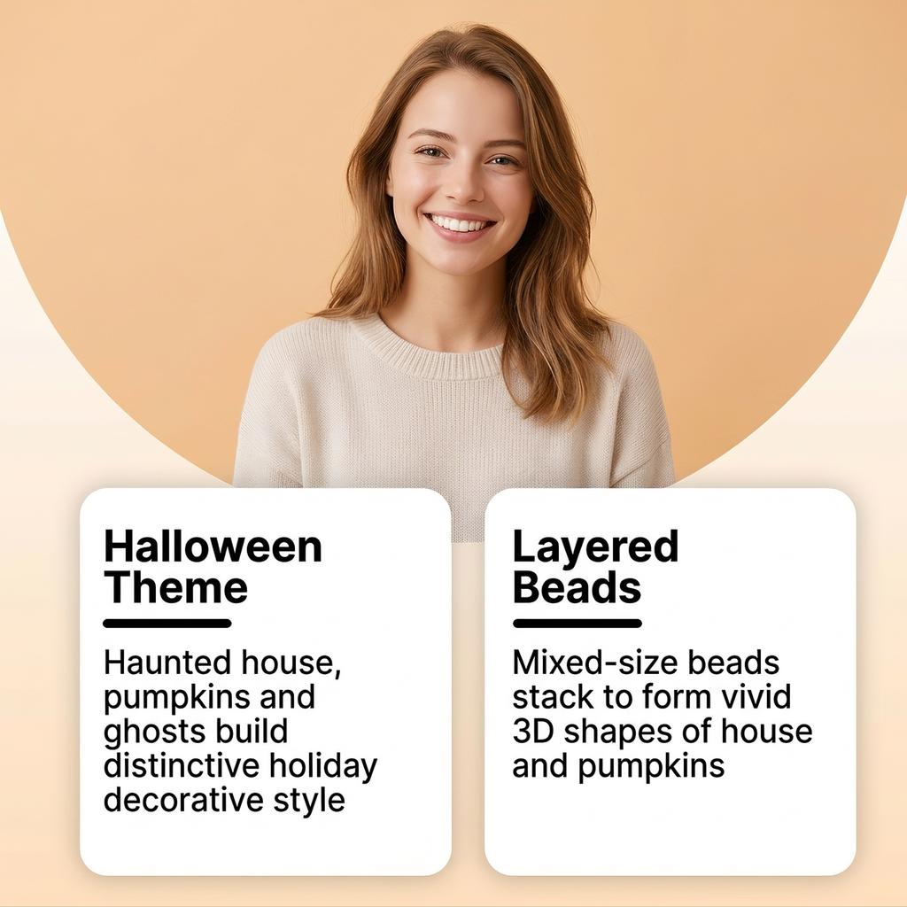 DIY Vintage Halloween Geisterhaus 30*40 Perlen Strassstein Malerei Halloween Thema 3D Dekoration Eltern-Kind Bastelset mit Vollständigem Werkzeugsatz