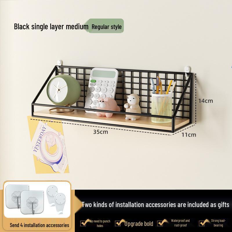 No-Drill Wall-Mounted Shelf: Bedside Hanging Basket for Dorms and Bedrooms