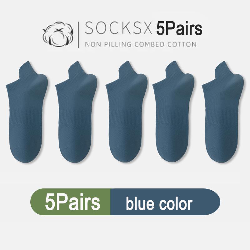5Pairs High Quality Men Combed Cotton Socks Short Breathable Odor proof and antibacterial for Male sock New size EU38-45
