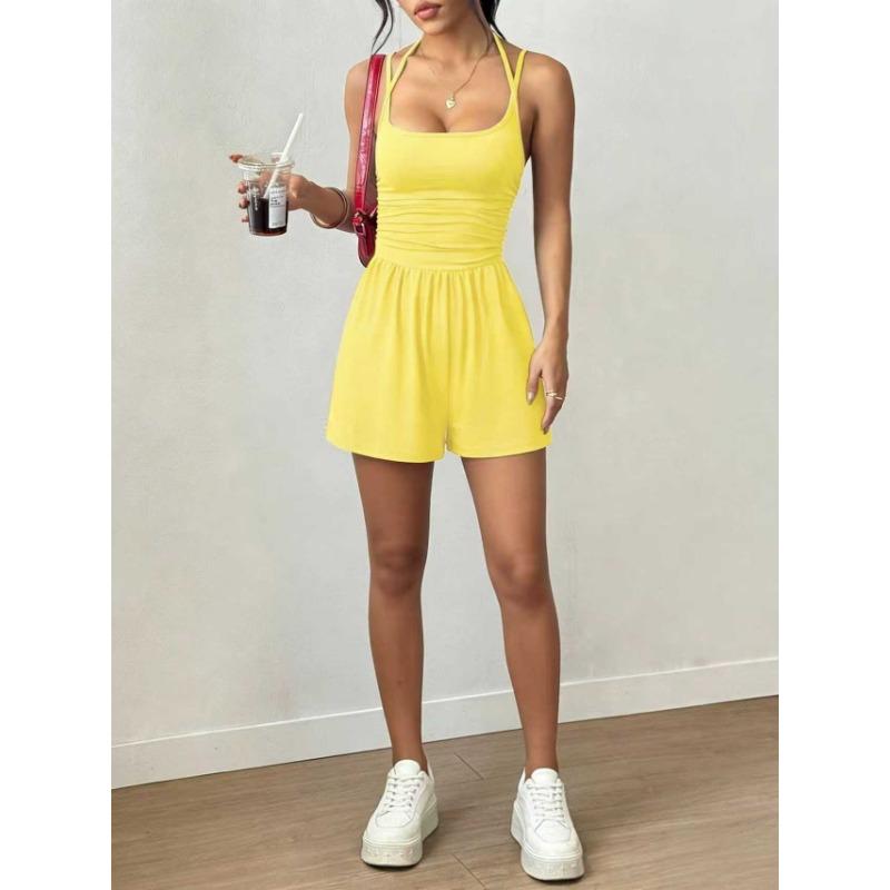Women S Summer Casual Strapless Wide Leg Jumpsuit Shorts