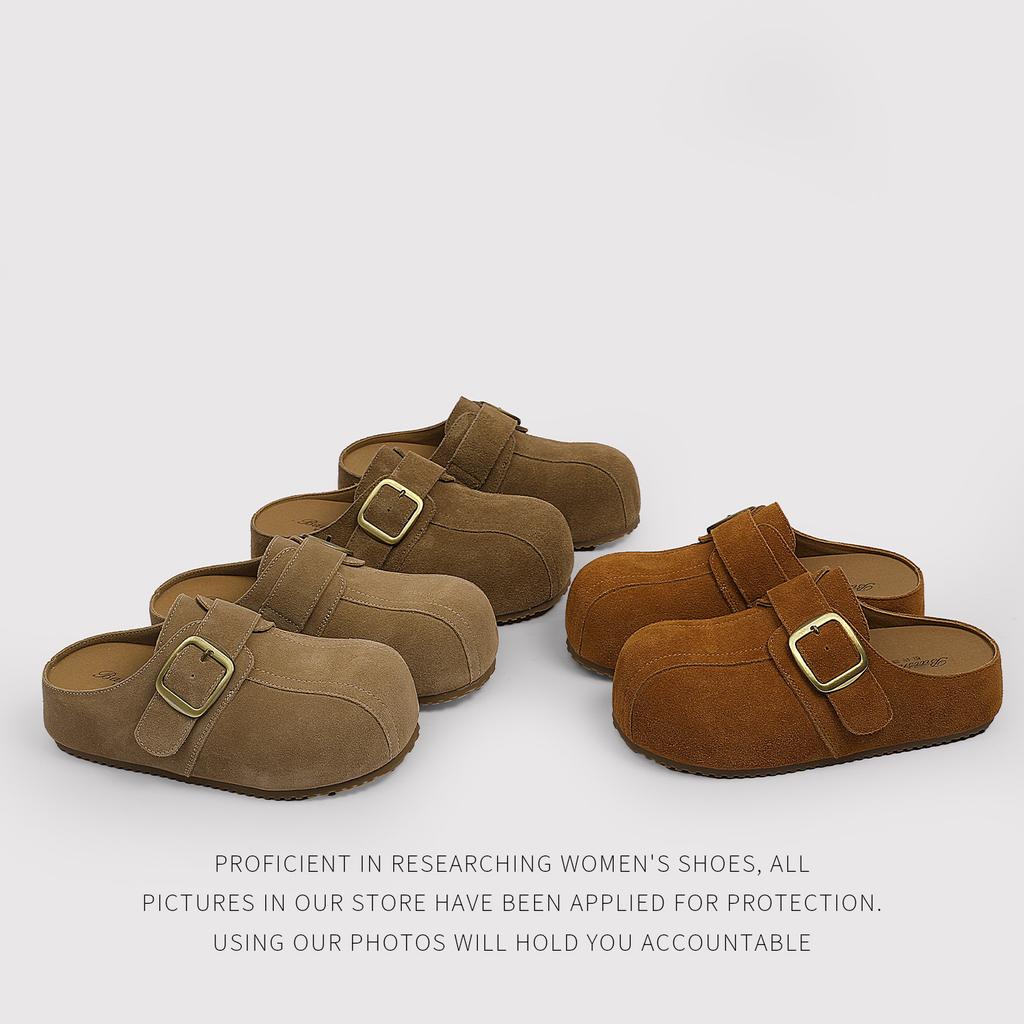 Distribution - Vintage Birkenstocks Women'S Belt Buckle Baotou Half-Drag Lazy One Pedal Thick-Soled Versatile British