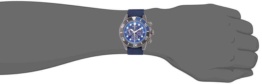 Seiko Watch SBDL057 Prospex Solar Save the Ocean Special Blue Silicone Band Men's Watch, Edition, Dial, Chronograph, Hardlex,