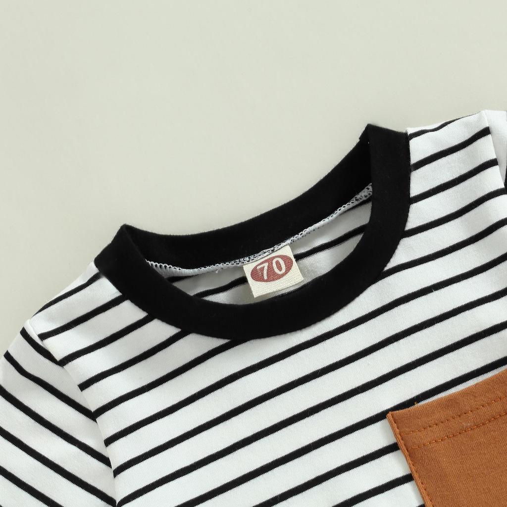 Salopetă de vară pentru bebeluși, ocazional, cu gât rotund, culoare contrastantă, cu mânecă scurtă, pentru nou-născut