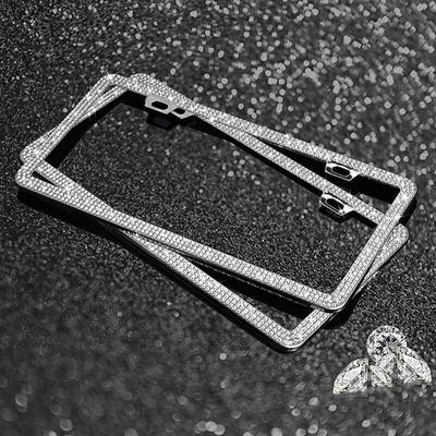 Moldura de placa de carro modelo EUA 4 cores Bling Crystal Women License Plate Frame License Cover Holder Rhinestone Car License Frame