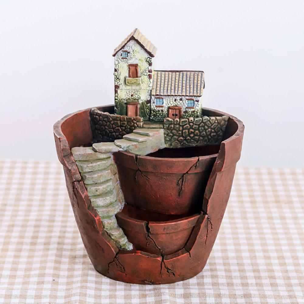 Succulent Plant Pot Resin Bonsai Pot Aesthetic Unique Decor for Indoor Outdoor Office Desk Home