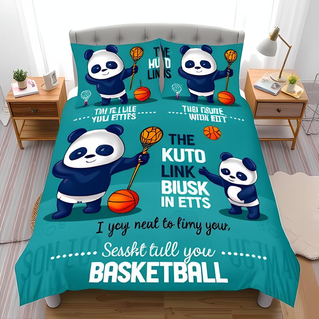 Comforter Cartoon Panda Bedding Set Adorable Animal Pattern Set Suitable For Boys And Girls Queen Size Warm Soft Breathable
