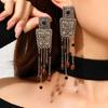 European and American Luxury Diamond-encrusted European Geometric Pendant, Fringed Earrings, Personalized Design, High-end Earrings.