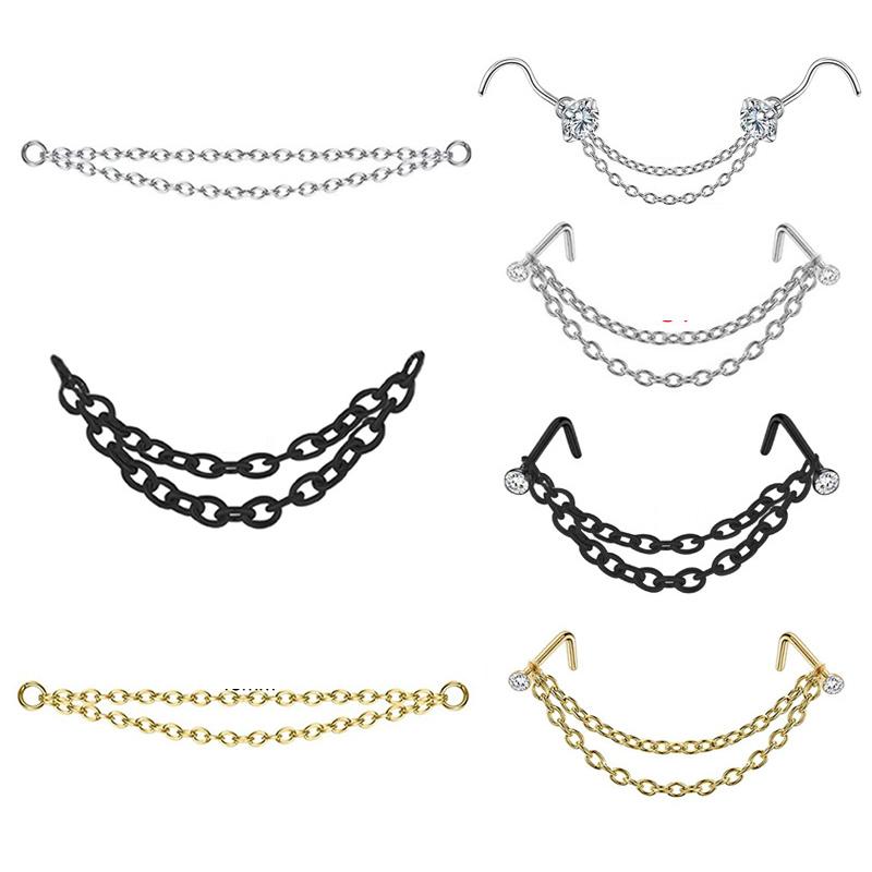 Double Nose Piercing Chain Nose Chain 