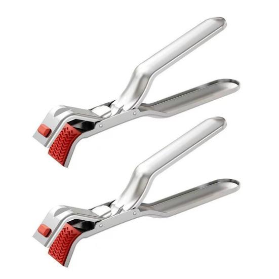 Anti-Scald Dish Clip Stainless Steel Bowl Clip Hot Pan Gripper Tongs Heat Resistant Kitchen Utensil for Bowls Pans Dishes