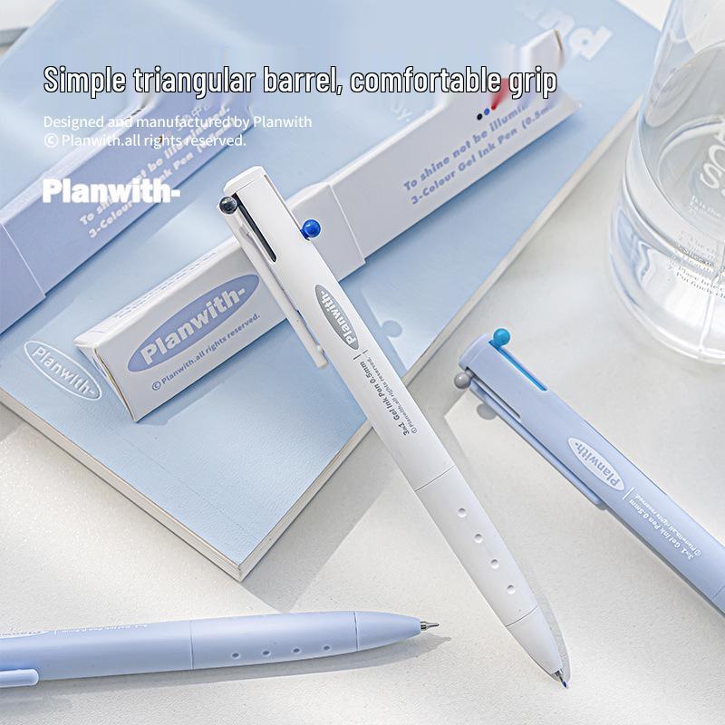 Planen mit Tricolor Druckknopf 0,5mm Stift: Schnelltrocknendes, hochwertiges, mehrfarbiges schwarzes Schreibwarenwerkzeug