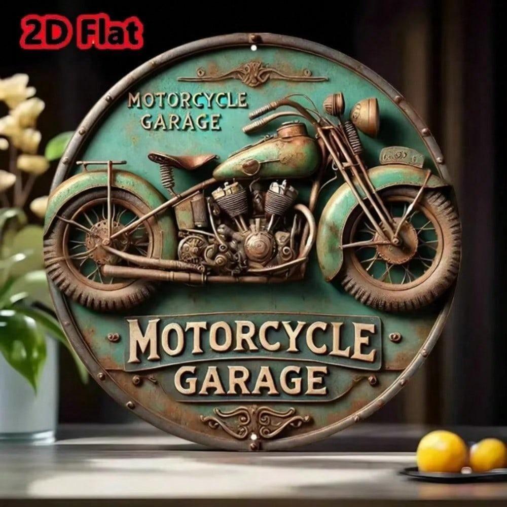 Vintage Motorcycle Metal Tin Sign 2D Round Wall Art Home Bar Decor Gift