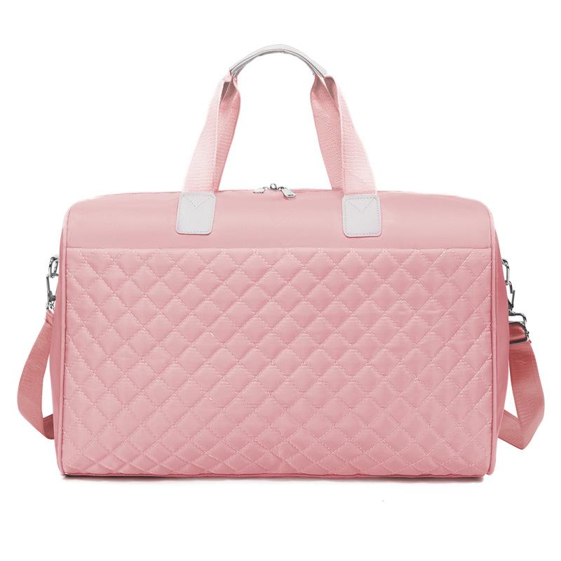 

Travel Bag Diamond Embroidered Thread Sports Bag Large Capacity Wet and Dry Luggage Storage Bag розовый