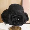 Hat female summer European and American lace breathable sun hat temperament elegant pearl flower bucket hat sun protection sun hat tide