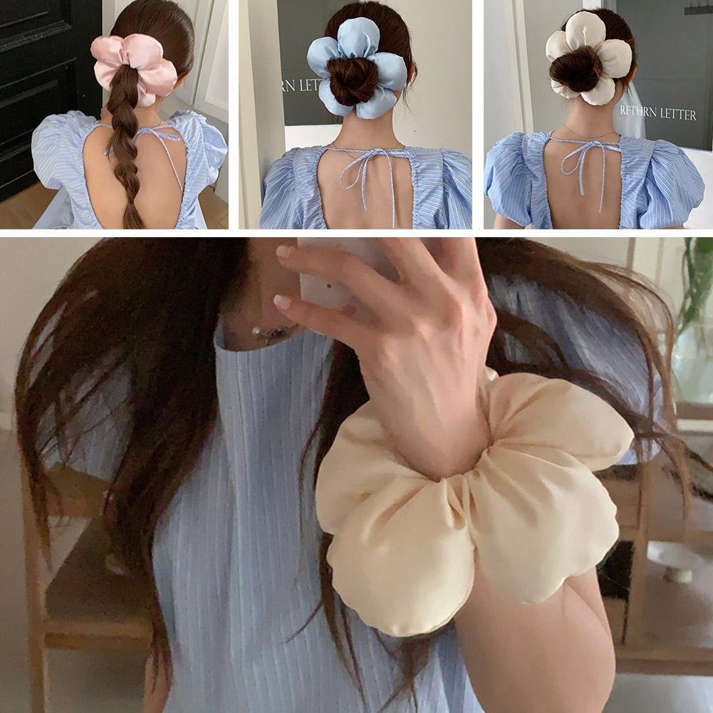 Handmade Flower Hair Tie Cotton Hair Bands Women Fashion Accessories Hair Scrunchies Ponytail H E8J6