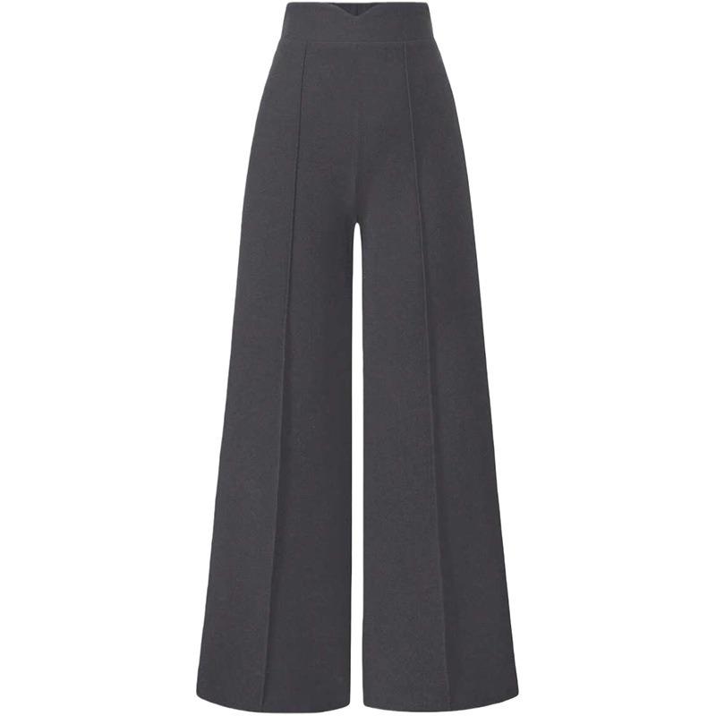 Solid Color Vintage Casual Loose High Waist Wide Leg Long Trousers For Women