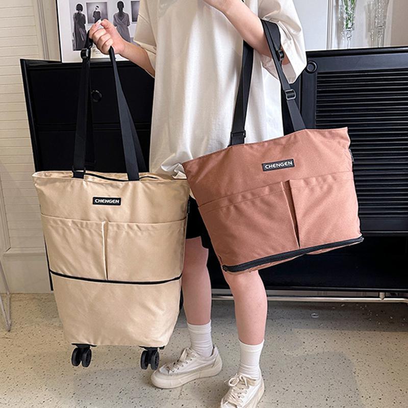 Borsa da viaggio pieghevole portatile di grande capacità con ruote a 360 gradi per la spesa al supermercato Borsa da viaggio a mano per la spesa e i viaggi di generi alimentari
