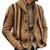 Men's Button-down Lapel Cardigan Jacket Slim Fit Outerwear Knitted Sweater