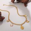 Fashion DIY Colorful Cartoon Pendant Necklace Stainless Steel Gold Plated Trend Jewelry