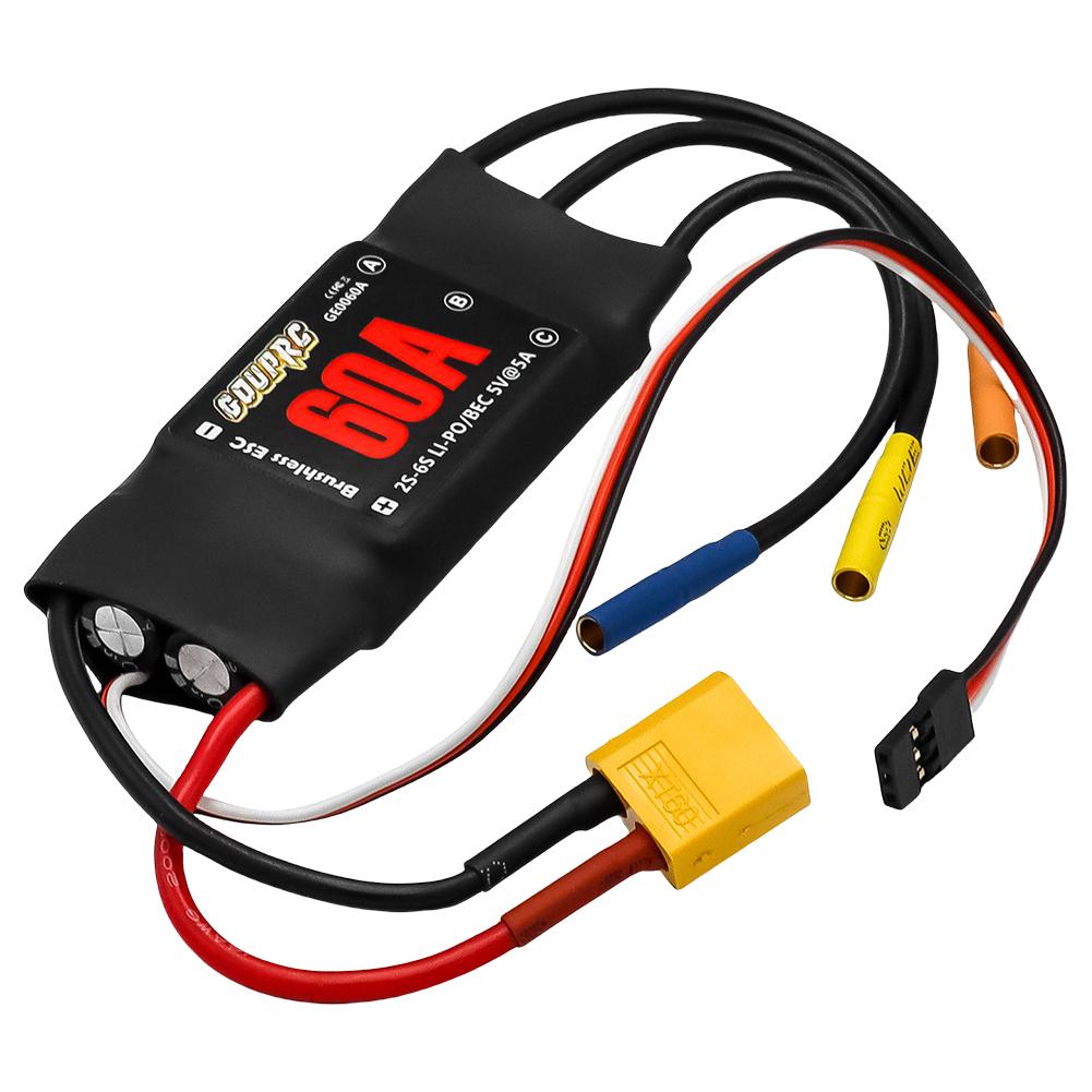 60A Brushless Electronic Controller 2-6S Brushless RC ESC with 5V/7A BEC & XT60 Plugs for Drone RC Helicopter Airplane