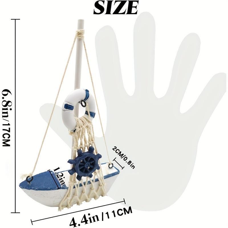 1PC Mini Wooden Sailboat Decorative Ropes and Anchors,Mediterranean-style Commemorative Gift for The Owner's Home Office Desktop