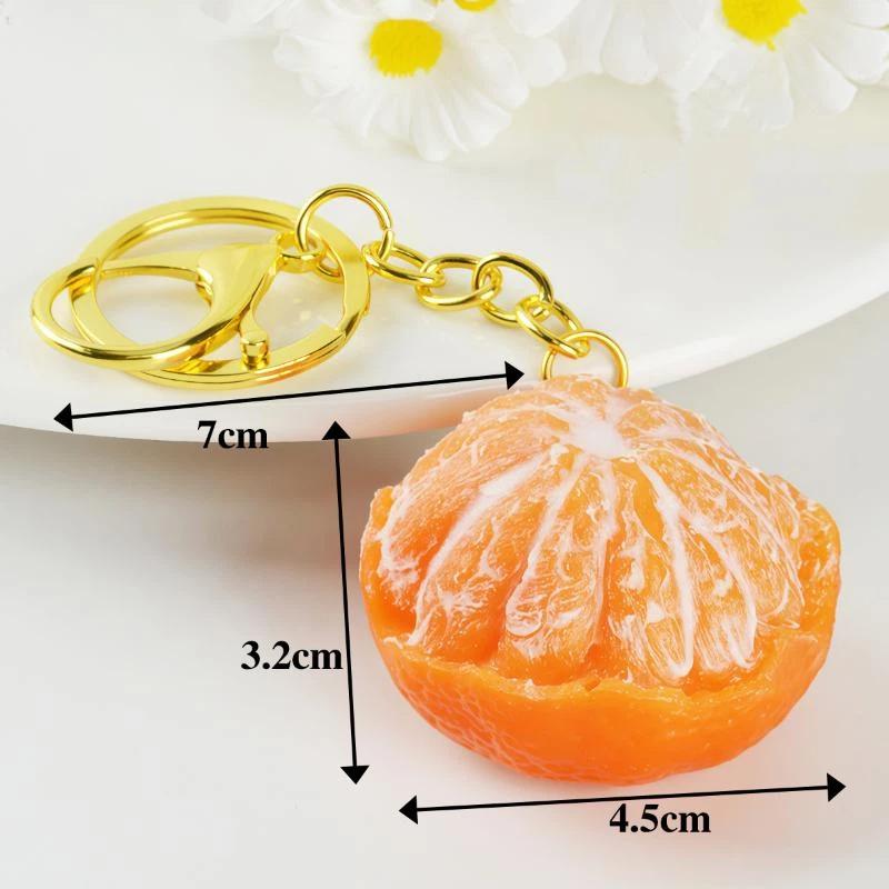 Simulated Peeled Tangerine Keychain Lifelike Design Sturdy Metal Clasp Bag Decor Key Holder Cute Gift For Fruit Lovers