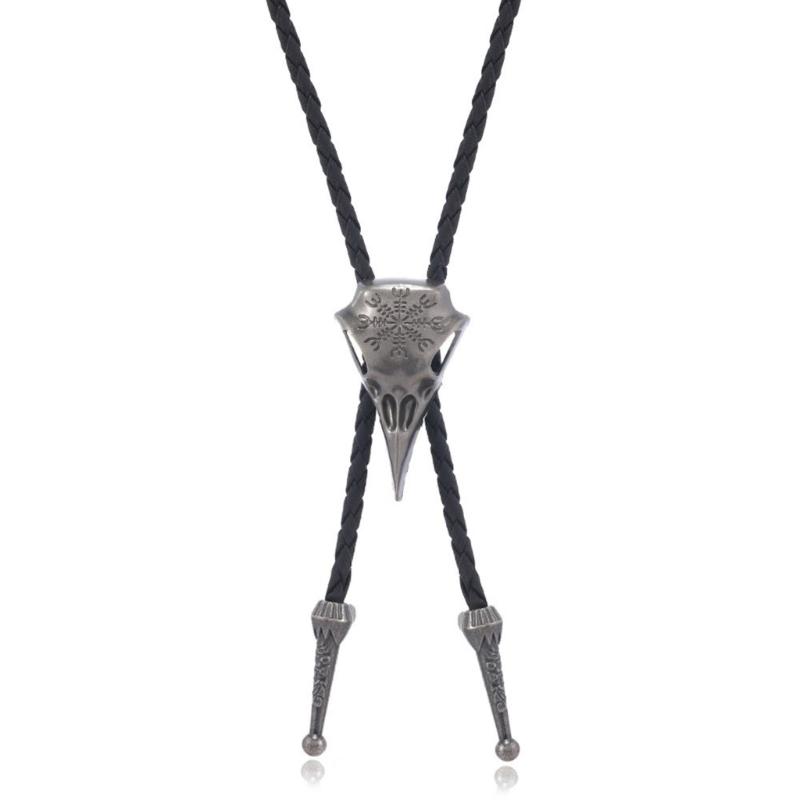Crow Skull Cowboy Braids Rope Bolo Tie Shirt Collar Necktie Jewelry Necklace