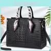 Crossbody Handheld Womens Bag With Crocodile Embossed And Silk Scarf Decoration
